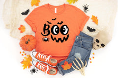 Kids HalloweenT-Shirt - Boo Face Design- Premium Gilden Heavyweight - Free UK Shipping