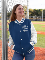 Movie Parody Varsity Jacket - Quints Shark Fishing 1975 Design - Free and Fast UK Shipping - Worldwide Despatch!