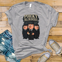 TV Show Parody T-Shirt - Porky Blinders Design Softstyle Premium Tee - Tracked UK Postage