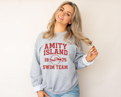 Movie Parody Sweatshirt: Amity Swim Team Gildan Heavyweight Graphic Top - Fast Tracked UK Shipping