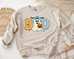 Halloween Sweatshirt: Boo Ghost Design - Adults & Kids Sizes, Gildan Heavyweight Blend - Free UK Shipping