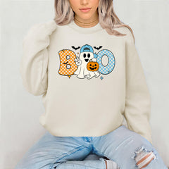 Halloween Sweatshirt: Boo Ghost Design - Adults & Kids Sizes, Gildan Heavyweight Blend - Free UK Shipping