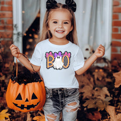 Halloween Kids Shirt | Cute Bow Coquette Checkered Design on Softstyle Premium Tee | UK Fast Tracked Post