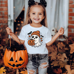 Kids Halloween Shirt: Ghost Pumpkin Design - UK Fast Tracked Post