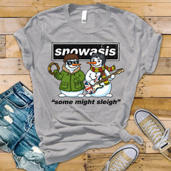 Funny Christmas Snowasis Music T-Shirt - UK Postage