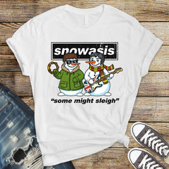 Funny Christmas Snowasis Music T-Shirt - UK Postage