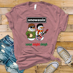 Funny Christmas Snowasis Brothers Music T-Shirt - UK Postage