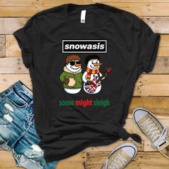 Funny Christmas Snowasis Brothers Music T-Shirt - Worldwide Postage