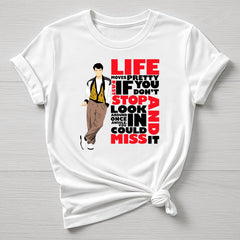 80s Movie Parody T-Shirt – Life Moves Pretty Fast Design - Fast Post