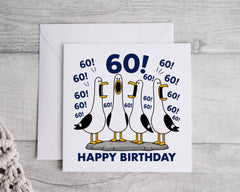 Crazy Pickle 60th Birthday Card: Seagull Design