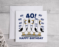 Crazy Pickle 40th Birthday Card: Seagull Design