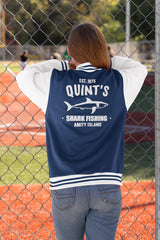 Movie Parody Varsity Jacket - Quints Shark Fishing 1975 Design - Free and Fast UK Shipping - Worldwide Despatch!