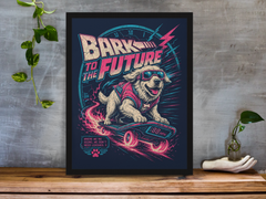 Bark to the Future Framed Print Wall Art: Movie Parody Design - 2 Sizes A4 or A4