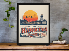 Welcome to Hawkins Framed Print Wall Art: Parody Design - 2 Sizes A4 or A4