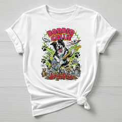 Animal Rock T-Shirt - Border Collie Design , Gildan Softstyle