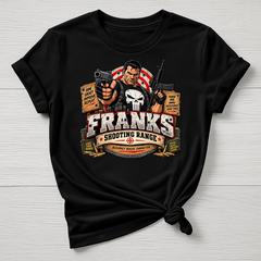 Frank's Shooting Range T-Shirt - Super Hero Parody Design - Gildan Softstyle