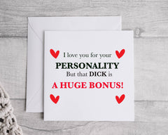 Rude Anniversary Card - Dick Big Bonus Design - Funny Card - Fast Postage