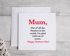 Rude Mothers Day Card - Fannies Design - Funny Card - Fast Postage