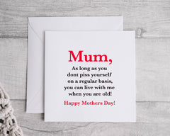 Rude Mothers Day Card - P*ss Yourself Design - Funny Card - Fast Postage