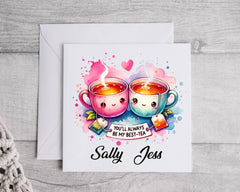 Personalized Friend Card – 'Tea' Pun, Custom Names