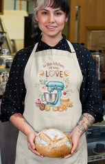 Baking Apron with Love Quote - Fairtrade Certified Cotton - Kitchen Gift for Bakers - Adjustable Cotton Apron - Free UK Tracked Post