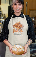 Baking Apron with Spice of Life - Fairtrade Certified Cotton - Kitchen Gift for Bakers - Adjustable Cotton Apron - Free UK Tracked Post
