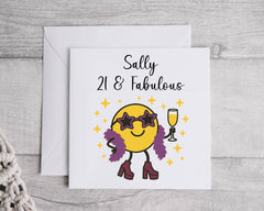 Personalized 21st Birthday Card: Cartoon Design, Fast UK Post