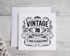 Personalized Vintage 70th Birthday Card: Handmade Celebration Greeting