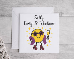 Personalised 40th Birthday Card, Cartoon Design