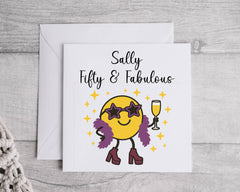 Personalised 50th Birthday Card, Cartoon Design