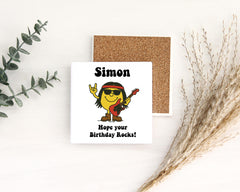 Personalised Birthday Mug: Hope Your Birthday Rocks, Custom Name, Colour Choice