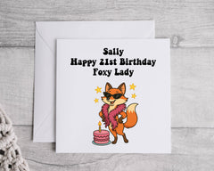 Personalised 21st Birthday Card: Foxy Lady Design, Fast UK Post