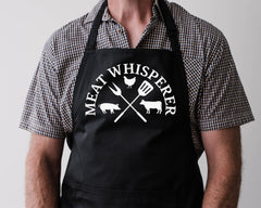 Personalised Apron - Meat Whisperer Design - Funny Quote - Custom Apron with Pockets - Free Tracked UK Post