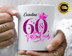 Personalised 60th Birthday Mug for Her - Custom Name, Birthday Gift, Multiple Colours
