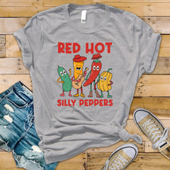 Music Parody Graphic Tee: Red Hot Silly Peppers - Fast Tracked UK Shipping