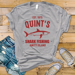 Movie Parody T-Shirt - Quints Shark Fishing 1975 Design on Softstyle Premium Tee - Funny Graphic Tee with Tracked UK Postage