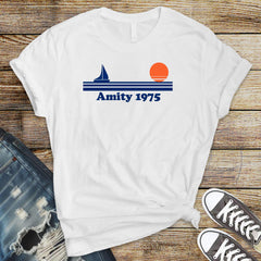 Amity 1975 Movie Shirt - Funny Jaws Graphic, Unisex Softstyle