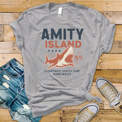 Movie Parody T-Shirt - Amity Clear Skies Design on Softstyle Premium Tee - Funny Graphic Tee with Tracked UK Postage