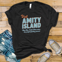 Movie Parody T-Shirt - Visit Amity Design on Softstyle Premium Tee - Funny Graphic Tee with Tracked UK Postage