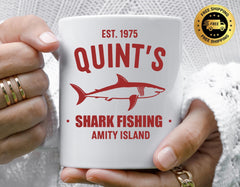 Movie Parody Coffee Mug: Quints Shark Fishing 1975 Design