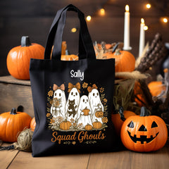 Personalised Halloween Bag - Squad Ghouls Design - Trick or Treat Bag - Custom Name - Kid Premium Tote Bag - Free UK Tracked Shipping