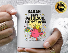 Personalised Birthday Mug, Cheerful Design, Custom Name