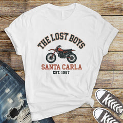 80s Movie Parody T-Shirt - Santa Carla Motorcycles Est 1987 Design on Premium Tee - Funny Graphic Tee with Tracked UK Postage