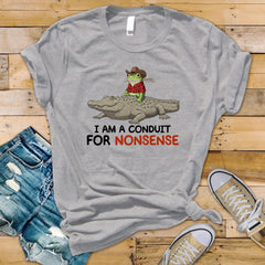 Funny Frog Graphic T-Shirt: Conduit for Nonsense Design - Fast Tracked UK Shipping