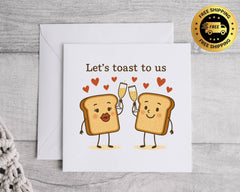 Husband Wife Anniversary Card Lets Toast to Us Design - Personalised Card Fast UK Post!