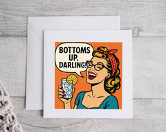 Personalised Birthday Card: Bottoms Up Design, 6x6 Square Fast UK Post