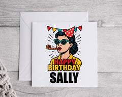 Personalised Pop Art Birthday Card for Her - Fast UK Post