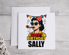 Personalised Pop Art Birthday Card for Her - Fast UK Post