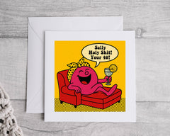 Personalised 40th Birthday Card, Holy Shit your 40 Design - Personalised Name Card Fast UK Post!