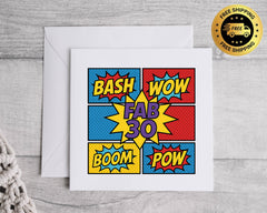 Personalised 30th Birthday Pop Art Card: Fast UK Post